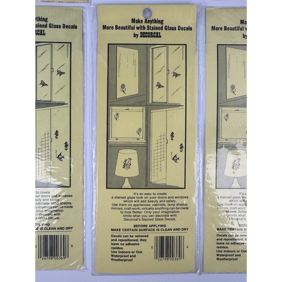 Decorcal Instant Stained Glass Butterfly Decals Stickers 6 Packs Vintage 1978 - Picture 6 of 6